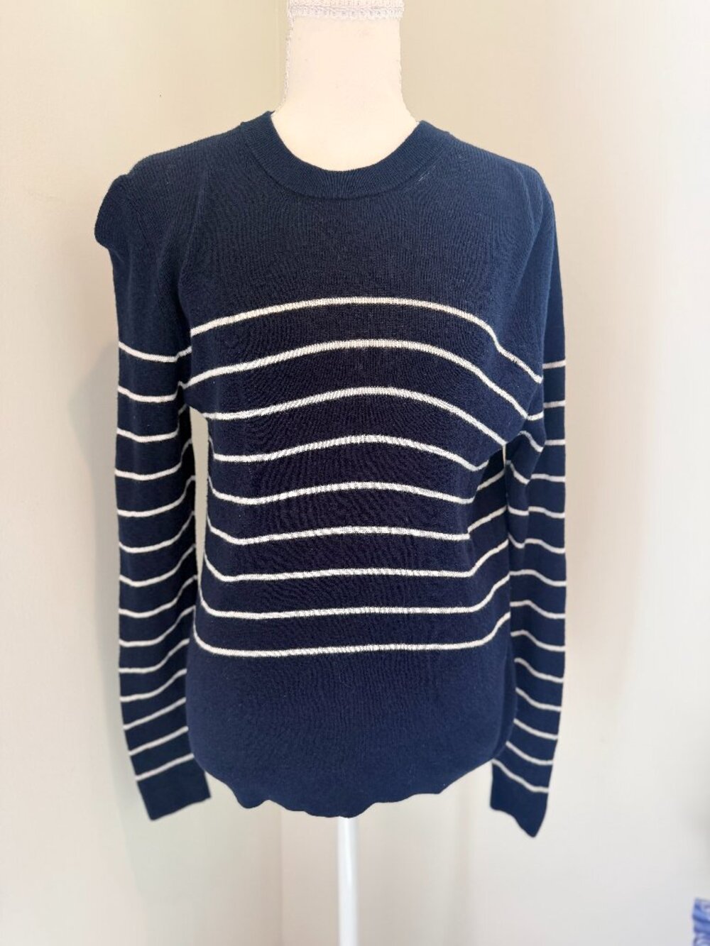 Nili Lotan x Target Striped Crewneck Sweater Navy Blue White Knit Pullover M
